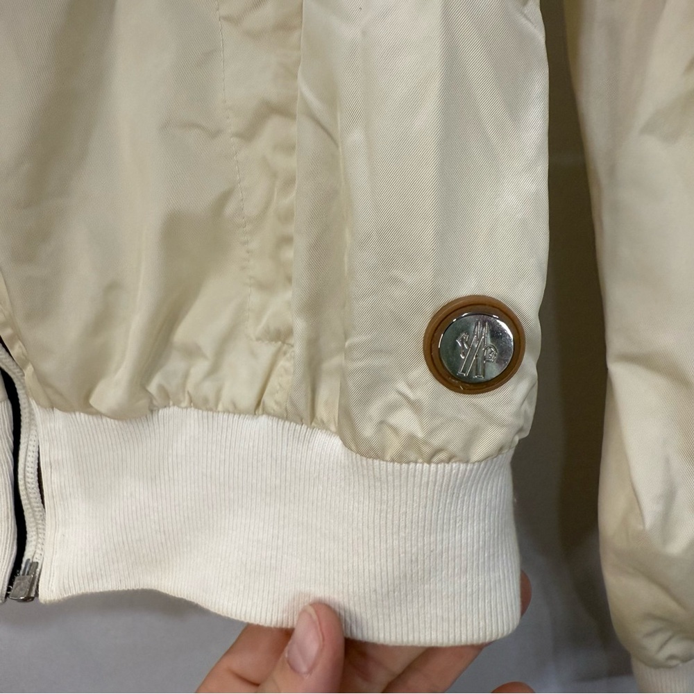 Moncler Cream Ivory Lightweight Bomber Jacket Women’s Size S - Picture 3 of 7